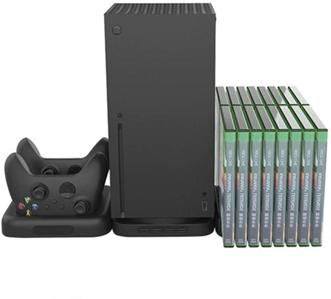 Fxwj 3 en 1 Xbox X Series Kit Vertical Stand Dual Estación de Carga con 4 Hub USB y 16 Disco de Almacenamiento de Juego para Xbox X Series Consola de Juegos