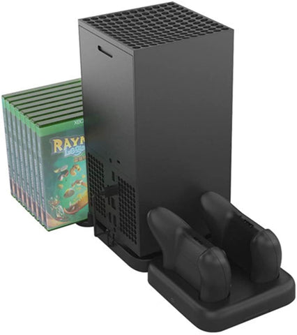 Fxwj 3 en 1 Xbox X Series Kit Vertical Stand Dual Estación de Carga con 4 Hub USB y 16 Disco de Almacenamiento de Juego para Xbox X Series Consola de Juegos