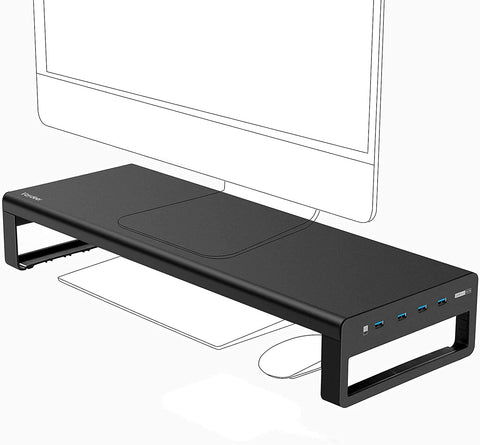 Soporte de aluminio para monitor con nodo para 4 USB 3.0