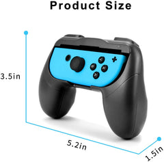 Grip kit for Nintendo Switch Joy-Con Controllers,Wear-Resistant Joy-con Handle for Nintendo Switch,2Pack (Black/Black)