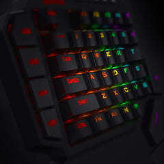 Redragon K585 DITI Teclado mecánico RGB con una sola mano, teclado para juegos profesional tipo C con 7 teclas macro incorporadas