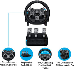 Logitech G920 Dual-Motor Feedback Driving Force Racing Wheel with Responsive Pedals for Xbox One – Black