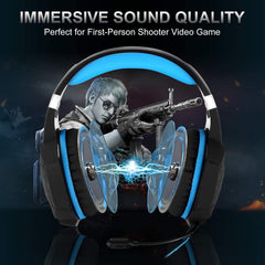 KOTION EACH G1000,3.5mm PC Stereo Gaming Headset with in-line Mic,Integrated Microphone,Over-ear Headphones with Noise Isolation,Breathing LED Lights,for PC…