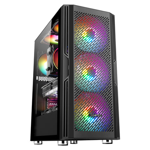 ABKONCORE C800 RGB 3X ARGB Fans and 120mm REAR RGB Fan Tempered Glass Case